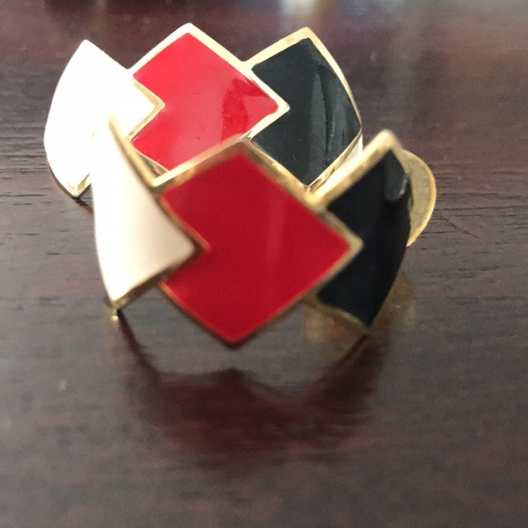 Women’s Earrings red black white gold - Picture 2 of 5